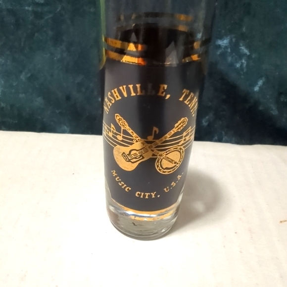 Music City Tall Shot Glass Nashville, Tn USA Embossed Gold & Black - Picture 3 of 10